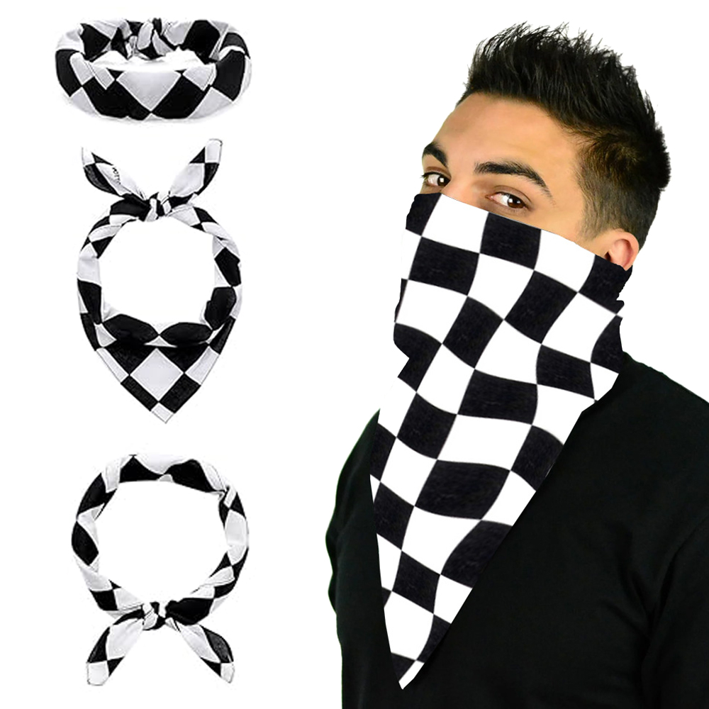 Bandana Blank White - Checkerboard Flag Bandanas Cotton Black White