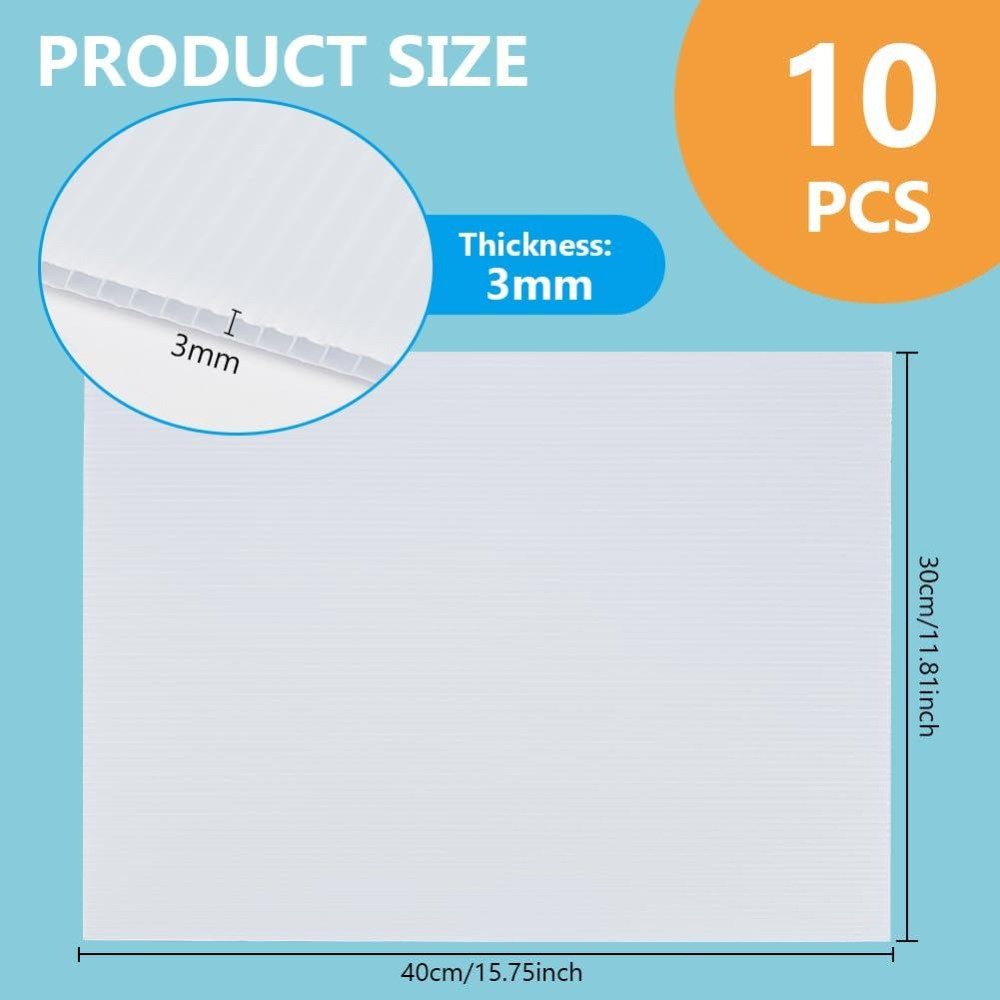 Yard Sign Blank - 10 Sheets White Corrugated Plastic Sheets