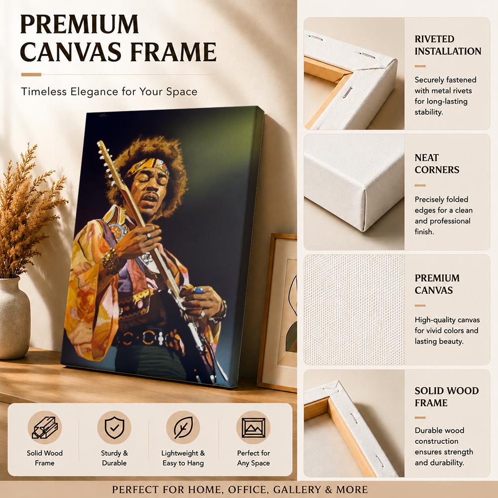 J-Jimi Hendrix Kraft Papper Pa - Canvas Wrap Ready ulasan dan harga