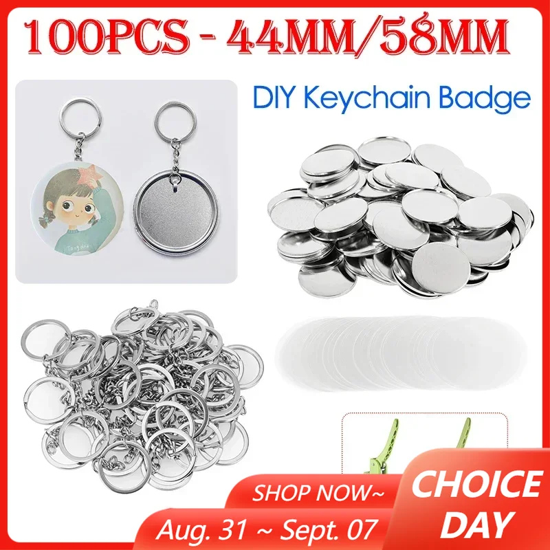 100PCS 44mm 58mm Keychains Bad - Button Badge Blank ulasan dan harga